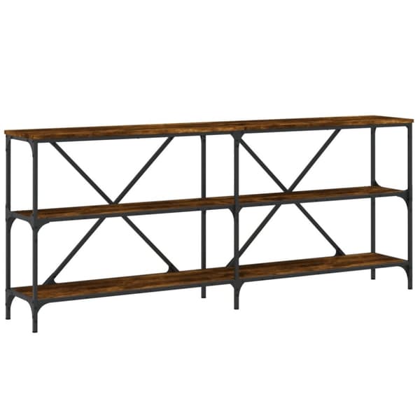 vidaXL konsolbord 180x30x75 cm konstrueret træ og jern røget sonoma-eg