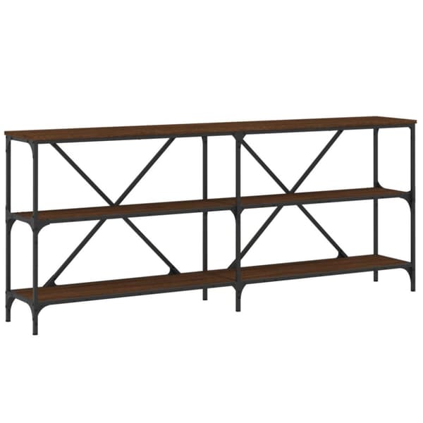 vidaXL Konsolipöytä ruskea tammi 180x30x75 cm tekninen puu ja rauta