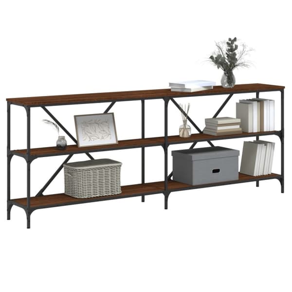 vidaXL Konsolbord brun ek 200x30x75 cm konstruerat trä och järn