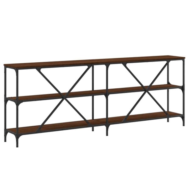 vidaXL Konsolbord brun ek 200x30x75 cm konstruerat trä och järn