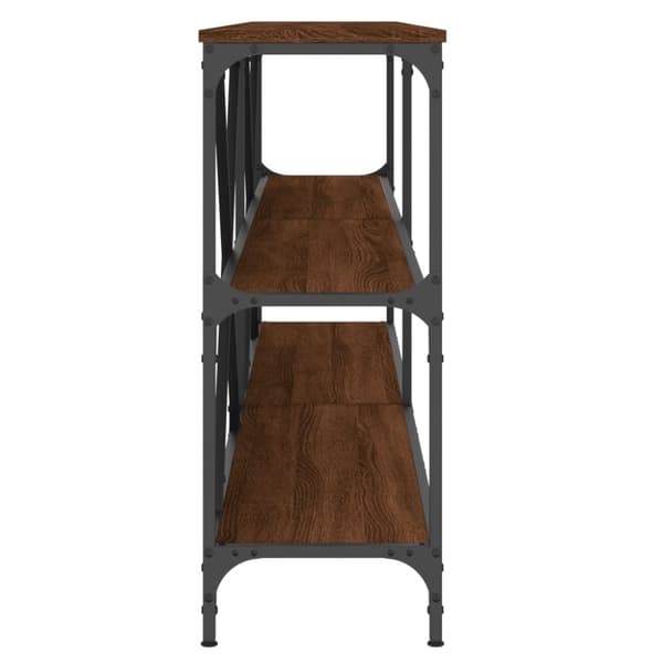 vidaXL konsolbord 200x30x75 cm konstrueret træ og jern brunt egetræ