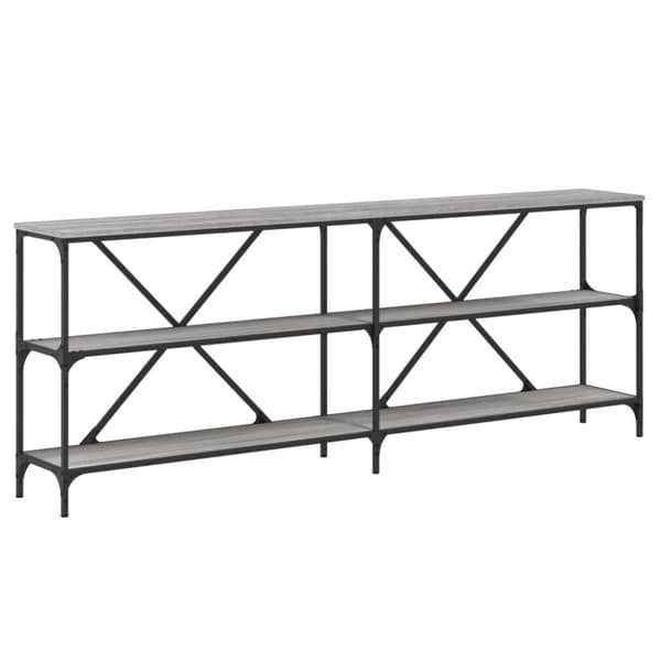 vidaXL konsolbord 200x30x75 cm konstrueret træ og jern grå sonoma-eg