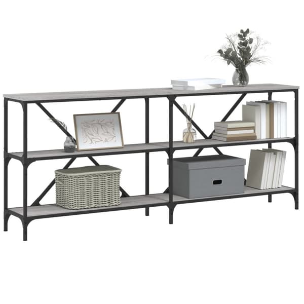 vidaXL konsolbord 180x30x75 cm konstrueret træ og jern grå sonoma-eg