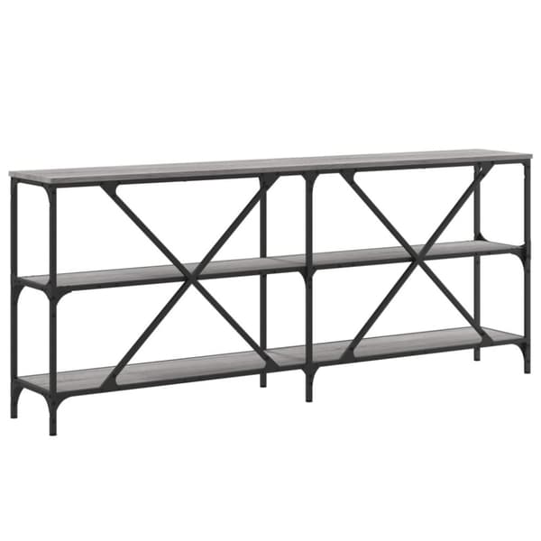 vidaXL konsolbord 180x30x75 cm konstrueret træ og jern grå sonoma-eg