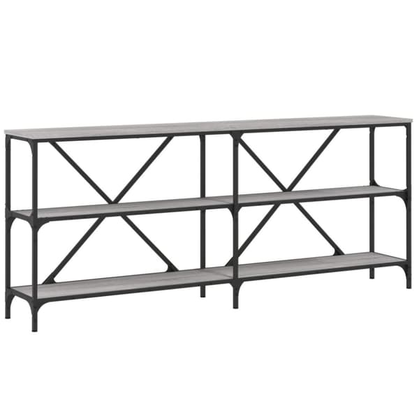 vidaXL konsolbord 180x30x75 cm konstrueret træ og jern grå sonoma-eg