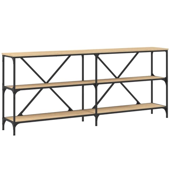 vidaXL Konsolbord sonoma-ek 180x30x75 cm konstruerat trä och järn