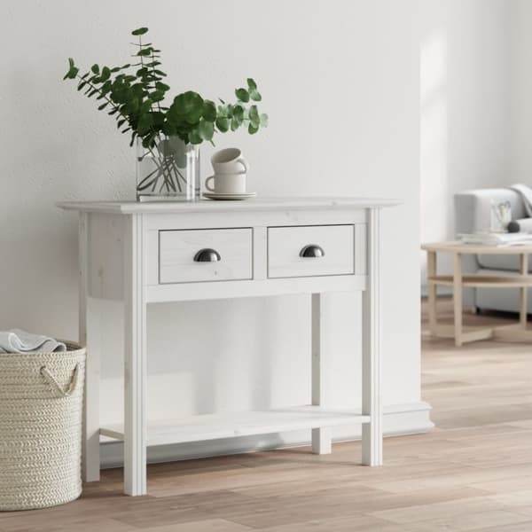 vidaXL konsolbord BODO 91x35x74 cm massivt fyrretræ hvid