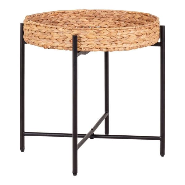 Hörnbord - Naro - Ø50cm - Massivt trä - Vit och Natur