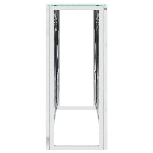 vidaXL Konsolipöytä hopea 110x30x70 cm ruostumaton teräs ja lasi
