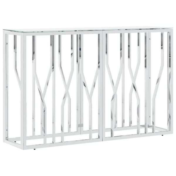 vidaXL konsolbord 110x30x70 cm rustfrit stål og glas sølvfarvet