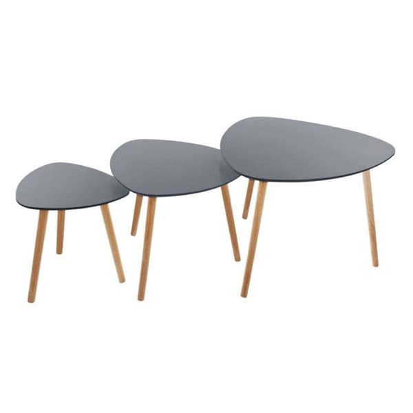 Set med 3 grå häckbord Miléo Atmosphera