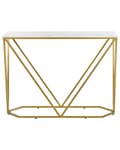Miniatyrbillede 4 af 6: Konsolbord Guld Metal Hvid 100 x 30 cm Moderne Smal Konsol Marmor Effekt Bord til Entre