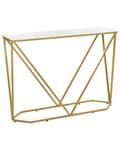 Miniatyrbillede 1 af 6: Konsolbord Guld Metal Hvid 100 x 30 cm Moderne Smal Konsol Marmor Effekt Bord til Entre