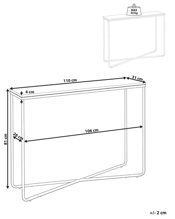 Konsolbord Grå Metal Hvid 110 x 31 cm Moderne Smal Konsol Beton Effekt Bord til Entre