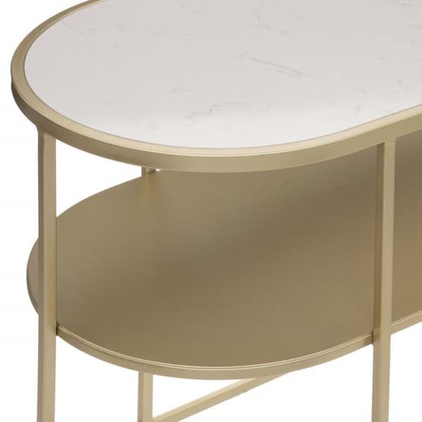 Kaffebord "Paige" Guld Metall & Marmor Atmosphera