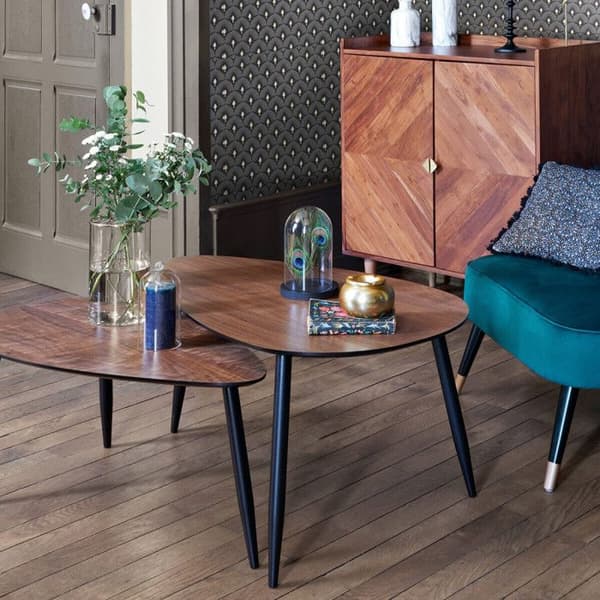 Set med 2 soffbord i valnötsstil "Mileo" Atmosphera