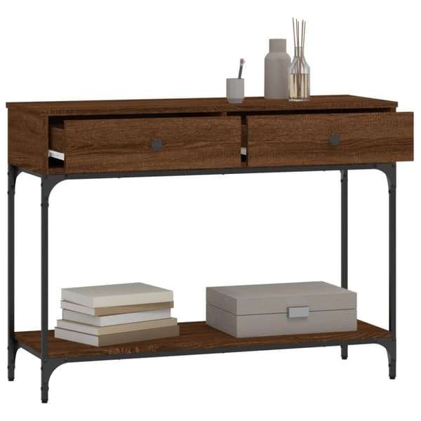 vidaXL konsolbord 100x34,5x75 cm konstrueret træ brunt egetræ