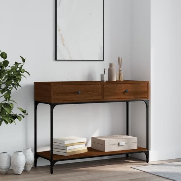 vidaXL konsolbord 100x34,5x75 cm konstrueret træ brunt egetræ