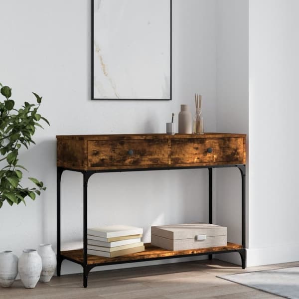 vidaXL konsolbord 100x34,5x75 cm konstrueret træ røget egetræsfarve