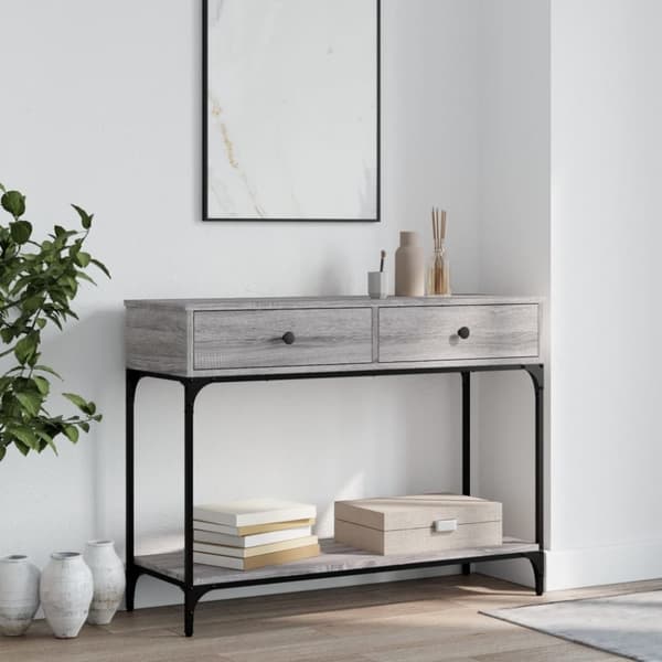 vidaXL konsolbord 100x34,5x75 cm konstrueret træ grå sonoma-eg