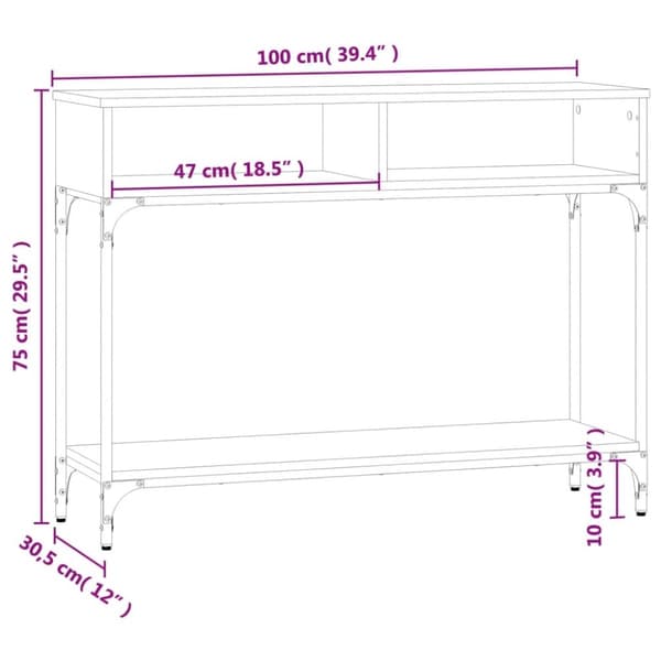 vidaXL Avlastningsbord brun ek 100x30,5x75 cm konstruerat trä