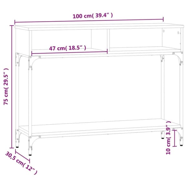 vidaXL Konsollbord grå sonoma 100x30,5x75 cm konstruert tre