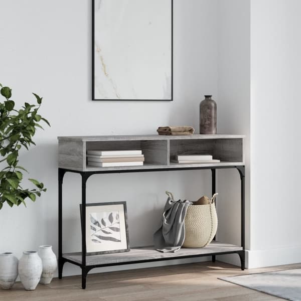 vidaXL konsolbord 100x30,5x75 cm konstrueret træ grå sonoma-eg