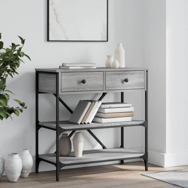 vidaXL konsolbord 75x34,5x75 cm konstrueret træ grå sonoma-eg