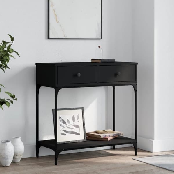 vidaXL Konsolipöytä musta 75x34,5x75 cm tekninen puu