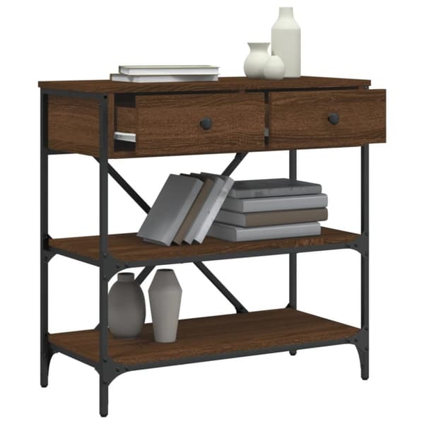 vidaXL konsolbord 75x34,5x75 cm konstrueret træ brunt egetræ