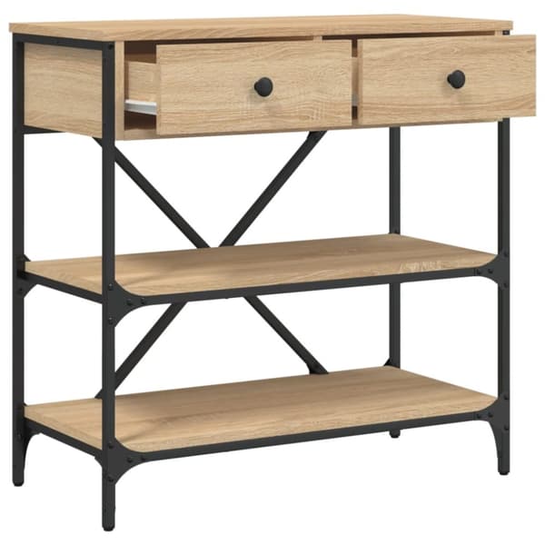 vidaXL konsolbord 75x34,5x75 cm konstrueret træ sonoma-eg