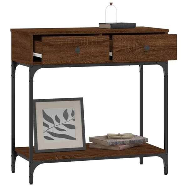 vidaXL konsolbord 75x34,5x75 cm konstrueret træ brunt egetræ