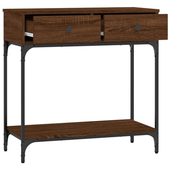 vidaXL konsolbord 75x34,5x75 cm konstrueret træ brunt egetræ