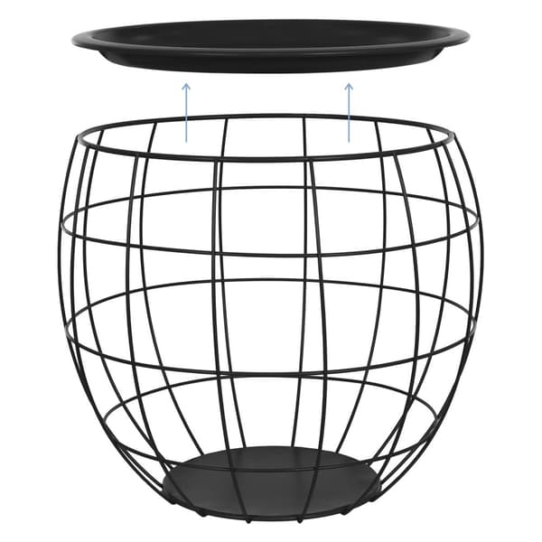 ML-Design Sivupöytä 3 kpl setti; pyöreä; musta; metallikorit sohvapöytä 3 eri kokoa Ø31cm/Ø38cm/Ø47cm; metalli; irrotettava pöytälevy; säilytystilaa;