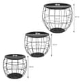 Pikkukuva 5 / 5: ML-Design Sivupöytä 3 kpl setti; pyöreä; musta; metallikorit sohvapöytä 3 eri kokoa Ø31cm/Ø38cm/Ø47cm; metalli; irrotettava pöytälevy; säilytystilaa;