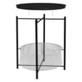 Pikkukuva 4 / 6: ML-Design Sivupöytä pyöreä Ø46xK51 cm Musta; metallista valmistettu; sohvapöytä kangaskorilla ja irrotettavalla tarjottimella; säilytystilana toimiva