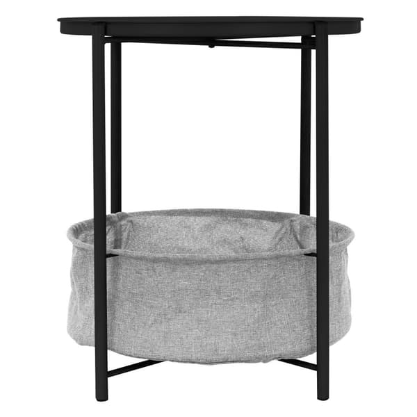 ML-Design Sivupöytä pyöreä Ø46xK51 cm Musta; metallista valmistettu; sohvapöytä kangaskorilla ja irrotettavalla tarjottimella; säilytystilana toimiva