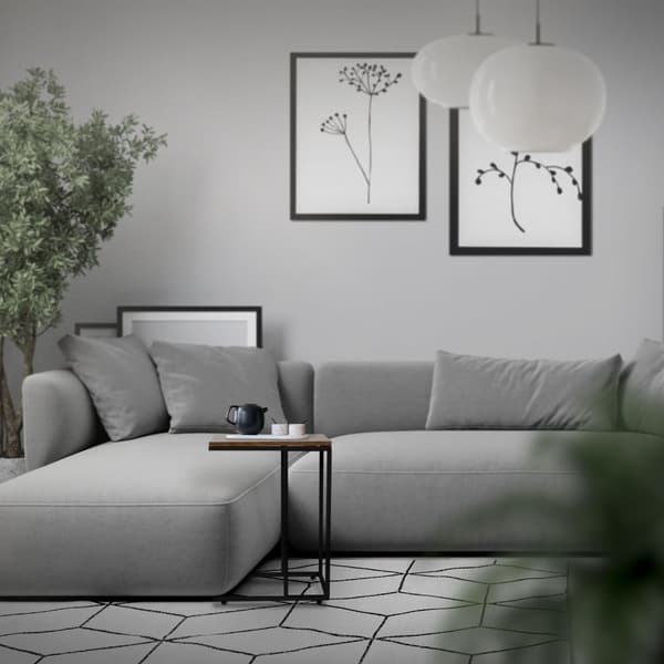 ML-Design Sivupöytä C-muodossa; Musta-Vintage Ruskea; 45x25x64 cm; Metallirunko & Puulevy; sohvan alle; Teollinen muotoilu; sohvapöytä; olohuoneen