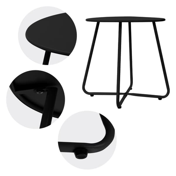 ML-Design Sidobord; Svart; Runt soffbord Ø 44;5 x 46 H cm; Vardagsrumsmöbel i stål; Liten kaffebord för utomhusbruk; Stabil soffbord; Nattduksbord;