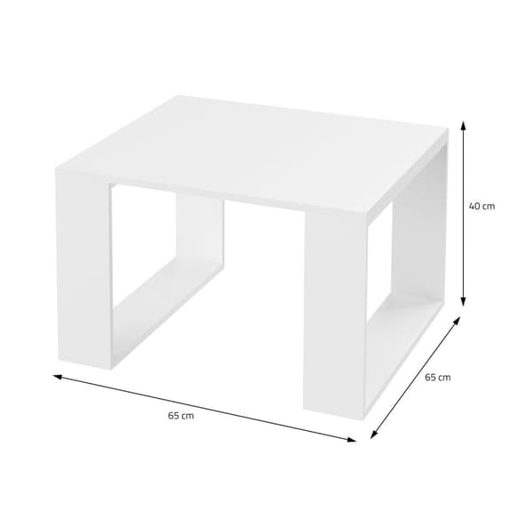 ML-Design Sofabord 65x65x40 cm; Hvid; Ben med kufner; Firkantet stuebord; Sidebord ideelt til stue og kontor; Kaffebord i moderne stil; Sofabord til