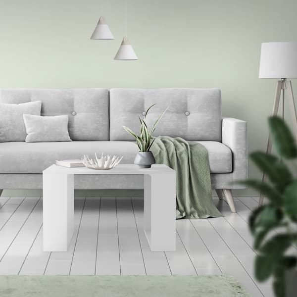 ML-Design Sofabord 65x65x40 cm; Hvid; Ben med kufner; Firkantet stuebord; Sidebord ideelt til stue og kontor; Kaffebord i moderne stil; Sofabord til