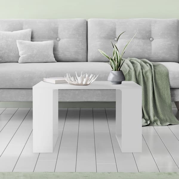 ML-Design Sofabord 65x65x40 cm; Hvid; Ben med kufner; Firkantet stuebord; Sidebord ideelt til stue og kontor; Kaffebord i moderne stil; Sofabord til