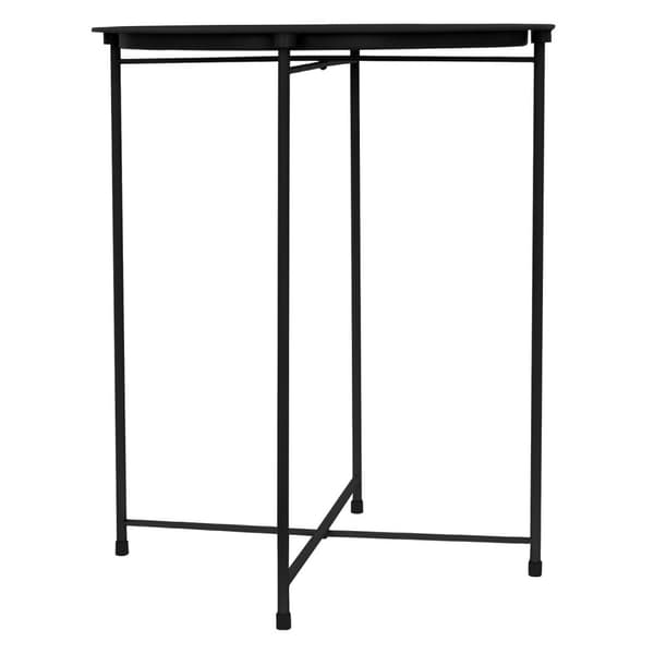 ML-Design Sidobord rund Ø43xH52 cm i metall; svart; avtagbart brickbord; hopfällbart; stabilt; vardagsrumsmöbel soffbord kaffebord nattduksbord