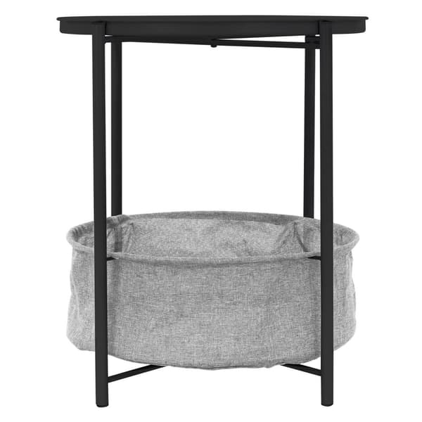 ML-Design Sivupöytä pyöreä Ø46xK51 cm; Antrasiitti; Metalli; sohvapöytä kangaskorilla ja irrotettavalla tarjottimella; sohvapöytä korilla