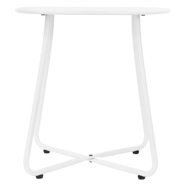 ML-Design Sidobord; Vit; Runt soffbord Ø 44;5 x 46 H cm; Vardagsrumsmöbel i stål; Liten kaffebord för utomhusbruk; Stabil soffbord; Nattduksbord;