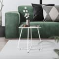 Miniatyrbild 1 av 4: ML-Design Sidobord; Vit; Runt soffbord Ø 44;5 x 46 H cm; Vardagsrumsmöbel i stål; Liten kaffebord för utomhusbruk; Stabil soffbord; Nattduksbord;