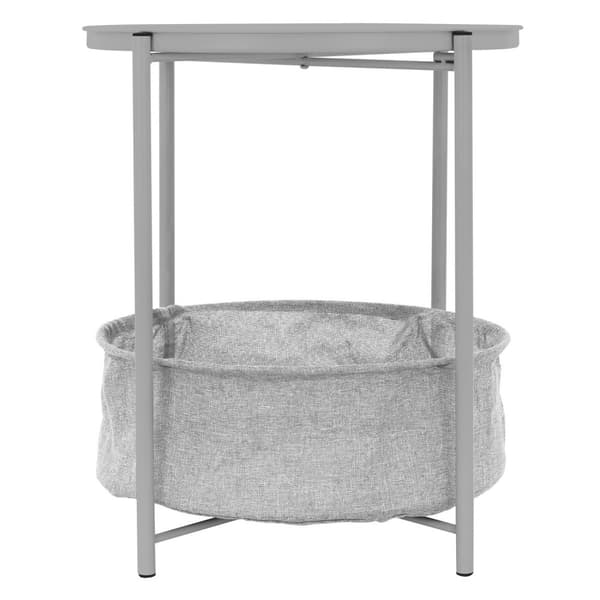 ML-Design Sivupöytä pyöreä Ø46 x K51 cm; Harmaa; metallista valmistettu; sohvapöytä kankaalla varustetulla korilla ja irrotettavalla tarjottimella;