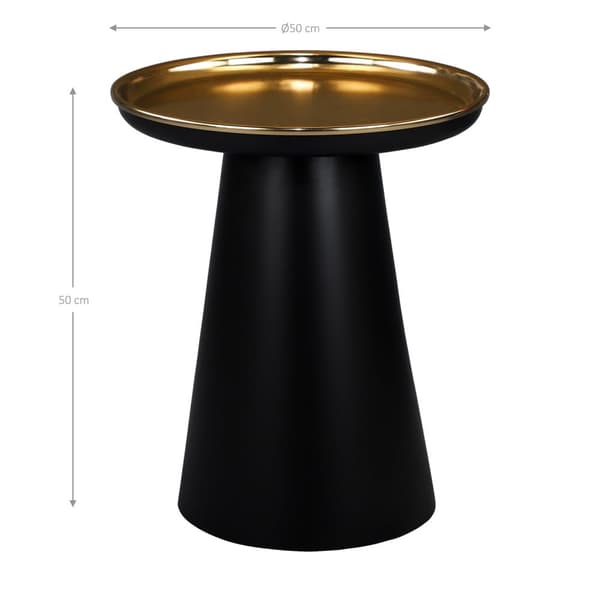WOMO-DESIGN Sivupöytä Bristol Ø 50cm pyöreä; 50cm korkea; kulta-musta matta; metallista valmistettu; uniikki; käsintehty; olohuoneen pöytä;