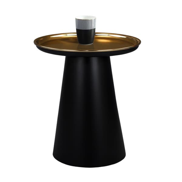 WOMO-DESIGN Sivupöytä Bristol Ø 50cm pyöreä; 50cm korkea; kulta-musta matta; metallista valmistettu; uniikki; käsintehty; olohuoneen pöytä;