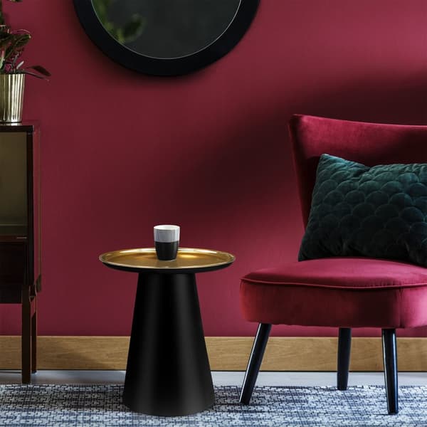 WOMO-DESIGN Sidebord Bristol Ø 50cm rund; 50cm høj; Guld-sort mat; af metal; Unikat; Håndlavet; Stuebord; Sofabord; Kaffebord; Dekobord; Loungemøbel;